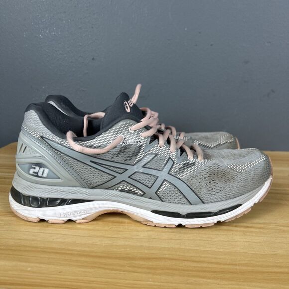 ASICS Gel Nimbus 20 Grey/Seashell Pink Womens 10.5 Running Sneaker - Picture 1 of 10